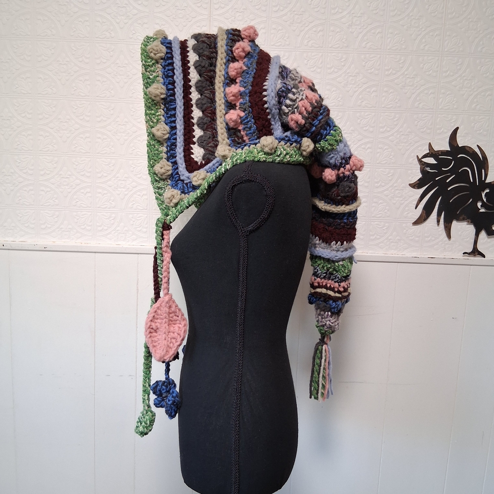 Chunky Crochet, Handmade Elf, Wizard, Witch, Festival Hat, Hood, Cowl,